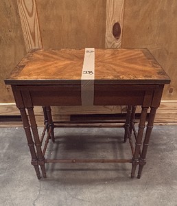 2 small wooden tables