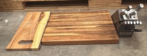 2 cutting boards and knife set