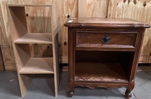 nightstand and small shelf