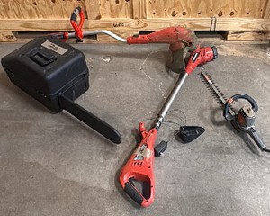 assortment of yard tools