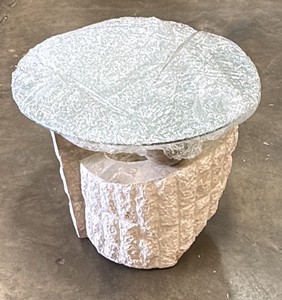 stone table with glass top