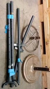 2 umbrella bases and hammock poles