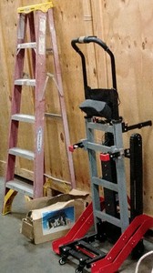 6ft ladder, set of wheels, hydronic wheel chair lift