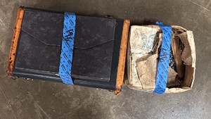 2 briefcases and box of nails