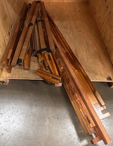 Wooden slid-together bedframe