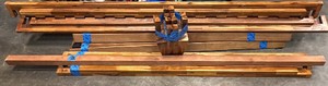 Wooden slid-together bedframe