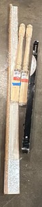 Wood casing, 2 poplar half starting newel, adjustable drapery rod
