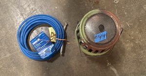 Campbell Hausfeld 25-foot airless paint sprayer hose (Model MP2170) and vintage green Coleman Catalytic Heater