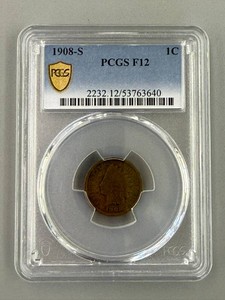 1908S Indian Head Penny PCGS F12