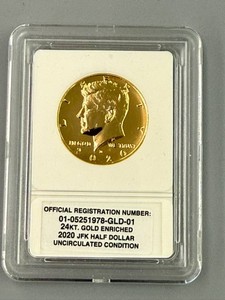 2020 JFK Uncirculated Half Dollar 24kt Gold Enriched