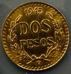 1945 2 Pesos Gold Coin 1.5 grams Pure Gold
