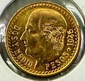 1945 2 12 Pesos Gold Coin 2.06 grams