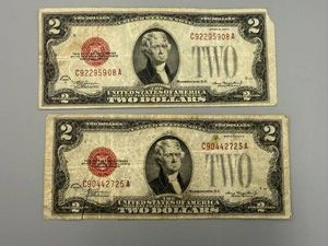 2 1928D Red Seal $2 US Notes
