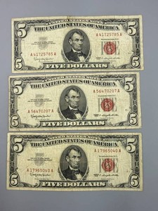 2 1963 Uncirculated Red Seal $5 Bills