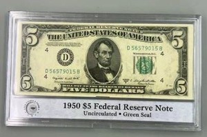 1950 $5 Federal Reserve Note Uncirculated