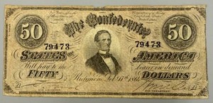 1864 Confederate States $50 Bill