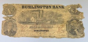 1857 Burlington Bank $5 Bill