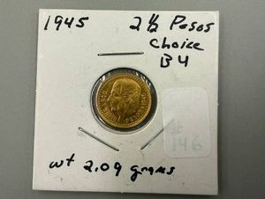 1945 2 12 Pesos Gold BU Coin 2.09 grams