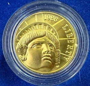 1988 US Liberty $5 Gold Coin .2418 troy ounces Pure Gold