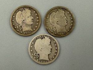 3 Barber Quarters 1895, 1895S & 1895O