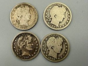 4 Barber Quarters 1896, 1897, 1898 & 1898O