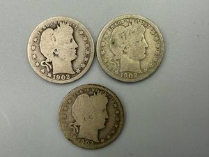 Barber Quarters 1902, 1902S & 1902O