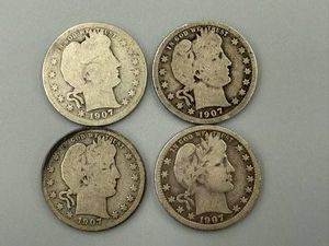Barber Quarters 1907, 1907O, 1904S & 1907D