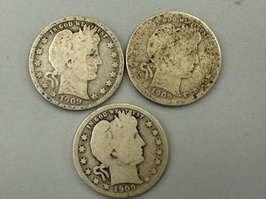 1909, 1909D & 1909S Barber Quarters
