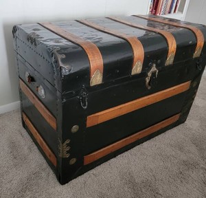 Antique Black Steamer Trunk