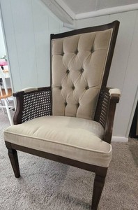Vintage Pale Taupe Velvet Arm Chair