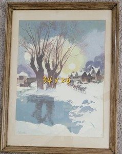 Framed Original Artwork  Winter Landscape by Odd Brantenberg