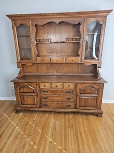 American Colonial Maple Two Piece Kitchen Hutch