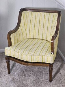 French Provincial Wooden Framed Armchair Retro MCM Upholstery