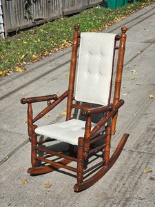 Victorian Turned Frame Tapestry Rocking Chair