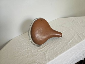 Vintage Brown Bicycle Saddle with Coil Spring Suspension