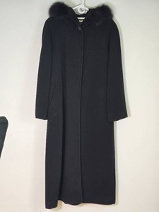 Kristen Blake Studio Collection Black Long Coat with Plush Trim - Size 10