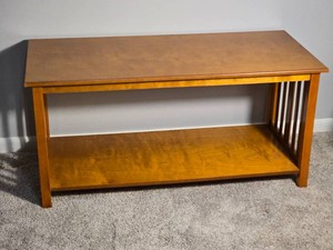Mission Style Wood Console Table with Lower Shelf