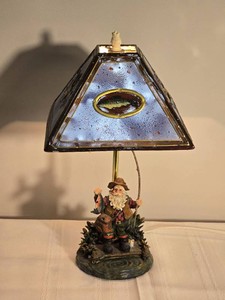 Whimsical Fisherman Table Lamp with Fish Motif Shade