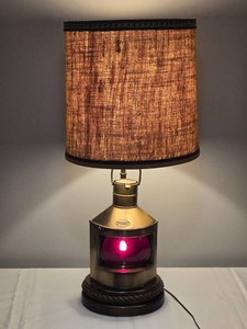 Nautical Port Lantern Style Table Lamp with Textured Shade