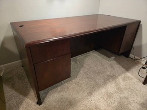 Executive Style Double Pedestal Desk with Four Drawers