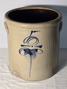 No. 5 Stoneware Crock with Cobalt Blue Decoration