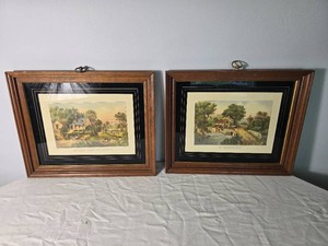 Pair of Framed Currier & Ives Prints, American Homestead Summer and The Roadside Mill