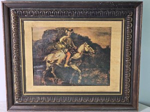Ornately Framed Print after Rembrandts The Polish Rider