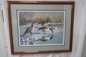 Long Winter - Canadian Geese by Clark Ostergaard signed and numbered 34 x 28 90950 framed and matted