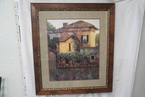 Golden Villa by Montserrat Masdeu framed and matted 34.5 x 30.5