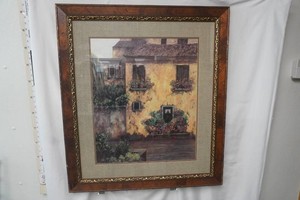 Summer Villa by Montserrat Masdeu framed and matted 34.5 x 30.5