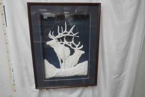 Top Bull 3D bas-relief sculpture made from museum grade cotton linter paper singed and number by artist Lee Leuning and Sherri Streeby 157350 21 x 27