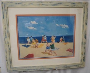 Tango Beach by Michael Peraskevas framed and matted 30 x 36 signed