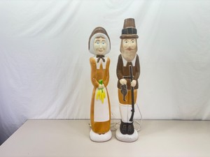 2 RARE Don Featherton 35 Pilgrim Thanksgiving Blow Molds