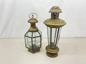 2 Antique Brass Candle Lamps